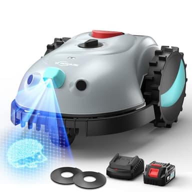 (2026 Upgrade) YARDCARE V100 Robot Tagliaerba a Batteria con Navigazione Visiva, Rilevamento di 150 Ostacoli, Robot Tosaerba Fino a 150 m², Robot Tosaerba con Strisciamagnetica, Lame di Ricambio