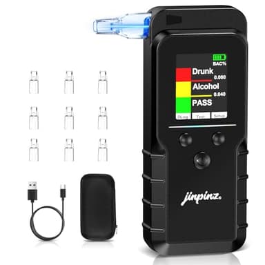 Etilometro Portatile Certificato con Sensore Elettrochimico: Professionale Ricaricabile Alcol Test Digitale con Memoria - Breathalyzer di Precisione con Display LCD Blu Digitale per Uso Personale