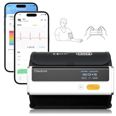 CheckMe Armfit Plus Misuratore Pressione da Braccio con ECG e Analisi dei Rapporti ECG, Misurazione Automatica in 30s, APP per Android e iOS, con Gestione Multiutente e Archiviazione Illimitata