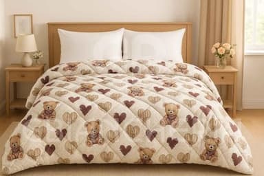 Trapunta Matrimoniale Invernale 250x250 cm – Piumone Caldo Due Piazze 300 g/m², Piumino Anallergico e Traspirante in Morbida Microfibra, Coperta Letto Moderna con Fantasie Colorate (Orsetti)