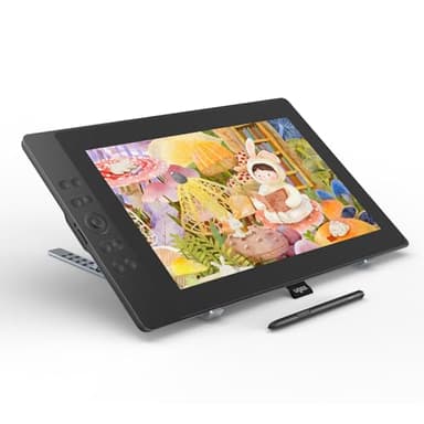 Tavoletta Grafica ugee con Display, UE16 FHD IPS da 15,4 Pollici con Schermo sRGB al 143%, Stilo Senza Batteria da 16K Passi, 8 Tasti di Scelta Rapida Fisici e una Rotella Rotonda