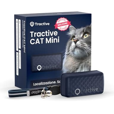Tractive - GPS gatto modello Mini | N. 1 sul mercato | Localizzazione in tempo reale | Cronologia delle posizioni | Avvisi di salute | Monitoraggio dell'attività | Collare incluso