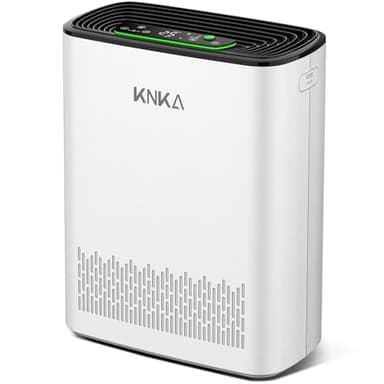 KNKA Purificatore d’aria HEPA, CADR 300 m³/h, fino a 80 m², Rimuove fino al 99,97% di polvere, pollini e odori, Sensore qualità dell’aria, Modalità automatica e notte, Ideale per fumatori e animali