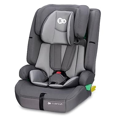 Kinderkraft SAFETY FIX 2 I-SIZE 76-150 cm Seggiolino Auto 9-36 kg isofix, Alzatina auto bimbi, Poggiatesta regolazione, Cinture di sicurezza, Facile da pulire, Grigio