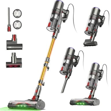 FAMIVAC FV2 Aspirapolvere con Filo, 65Kpa/600W Scopa Elettrica Potente con Spazzola per Materasso, 1,3KG Ultra-Leggero, Cavo 7M, 1,5L, Antigroviglio & Autoportante per Tappeti/Pavimenti/Peli Animali