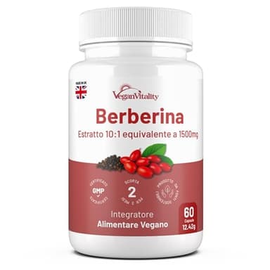Berberina 1500mg ad Alto Dosaggio – Più Concentrata della Classica Berberina 1000mg Pura – Con Pepe Nero – 60 Capsule, 2 Mesi – Supporto Metabolico e Glicemia – Prodotto nel Regno Unito