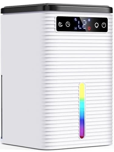 Deumidificatore Casa Muffa 2500ml, Deumidificatore Portatile - Silenzioso 30dB, Spegnimento Automatico, Timer 2-12h, Sbrinamento Smart, 7 Colori LED, per Camera da Letto, Bagno, Armadio (650ml/Giorno)