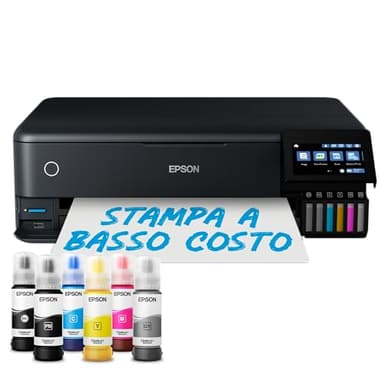 Epson EcoTank ET-8550 Stampante con Serbatoi D’inchiostro | Stampa Fotografica | Inchiostri 6 Colori | Wi-Fi | A3+ | Stampa, Copia, Scansione | Touch-screen 10.9 cm | Alimentazione Posteriore