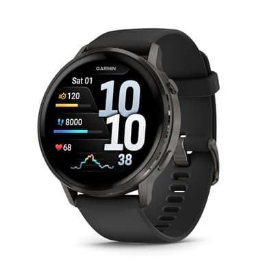 Garmin Venu 4, 45mm, Smartwatch per il fitness, Display AMOLED 1,4", Speaker e Microfono, Comandi Vocali, GPS Multi-band, Torcia, 80+ App per lo Sport, Autonomia 12 giorni (Black & Slate)
