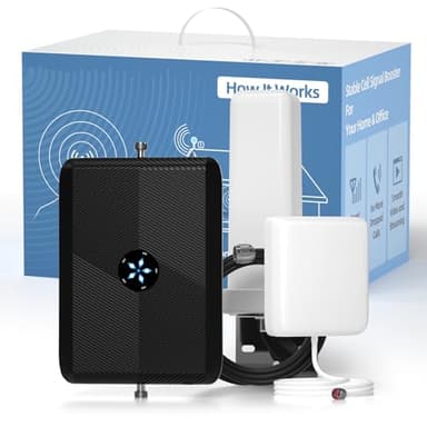 Amplificatore Segnale Cellulare 5 Banda 20/8/3/1/7 Ripetitore 4G/3G/GSM per TIM, Vodafone, Wind, Tre Potenzia Chiamate e Dati Facile Installazione per Casa e Ufficio