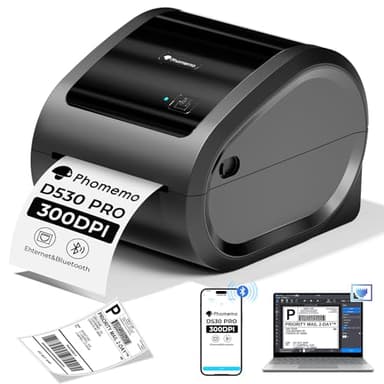 Phomemo Ethernet Stampante Etichette Spedizione, Stampante Termica Etichette da 300dpi per imprese, Supporta Ethernet, Bluetooth e USB, Compatibile con Amazon, Vinted, BRT, GLS, DPD, UPS