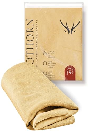 Clothorn Pelle di Daino per Auto Professionale - Made in Italy - Panno per Pulizia, Asciugatura, Lucidatura (S - 39x30cm)