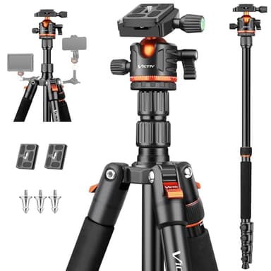 Victiv 78.7"/ 200cm Treppiede Fotocamera, Cavalletto Fotografico da Viaggio Leggero e Compatto in Alluminio, Treppiedi Monopiede per Videocamera Canon Nikon Sony, Treppiede Cavalletto per Smartphone