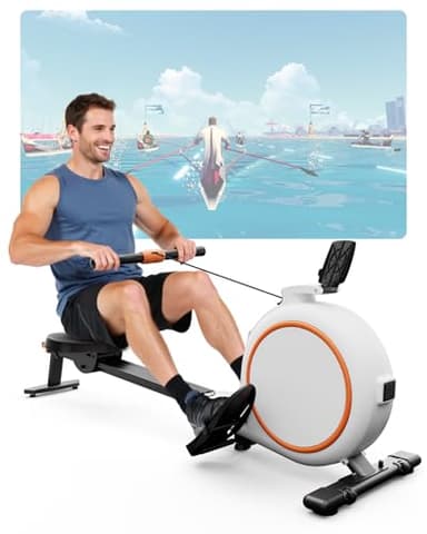 Copant 32-Level Magnetic Rowing Machine with LCD Display, 136kg Weight Capacity, Silent Rowing Machine with APP, Portable Rowing Machine for the Home