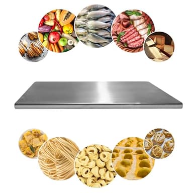 PRM Acciai Tagliere Acciaio Inox - Tagliere da Cucina e Spianatoia Acciaio Inox per Impastare Pizza, Pane, Pasta Sfoglia, Cioccolato e Dolci - 300x500 Con Piega Frontale 20mm. No Alzatina Paraschizzi.