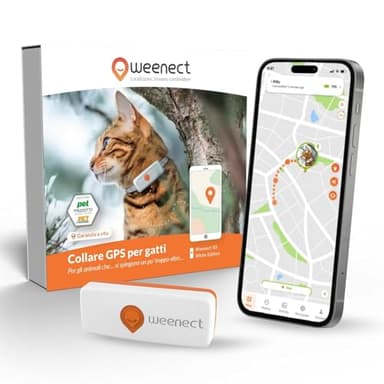Weenect Cat XS - NUOVO collare GPS per gatti | Il più piccolo sul mercato | Funziona con abbonamento | Collare incluso | Garanzia a vita