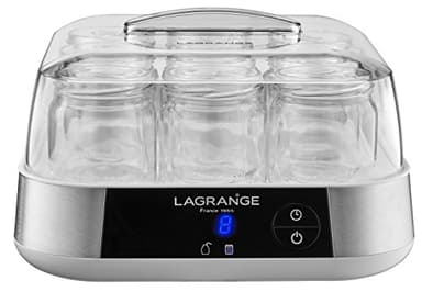 LAGRANGE, Yogurtiera Linea Produzione Francese, 9 Barattoli di Vetro 1.5L programmabile Spegnimento Automatico Segnale Suono 18W 459002