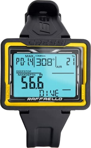 CRESSI Raffaello Diving Computer Black/Yellow - Computer Subacqueo Unisex con Ampio Schermo Rettangolare ad Alto Contrasto per la Massima Leggibilità dei Dati Possibile, Nero/Giallo, Taglia Unica