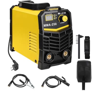 Saldatore MMA 250A Saldatore ad arco elettrico 220V IGBT Poste Saldatore Inverter con display a LED, portatile saldatrice per uso domestico, fai da te e saldatura, acciaio (giallo)