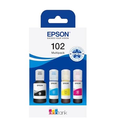 Epson 102 CMJN BOUTEILLE ECOTANK EcoTank 4-colour Multipack, Inchiostri originali dye e a pigmenti a 4 colori, Nero, L