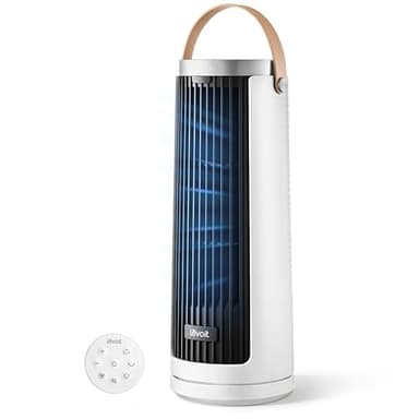 Levoit Ventilatore a Torre Compatto, Motore DC, Ventilatore più Silenzioso da 20dB, Raffreddamento 7m/s, Ventilatore da Tavolo con 5 Velocità, Oscillazione 90°, Timer 12 ore, Telecomando