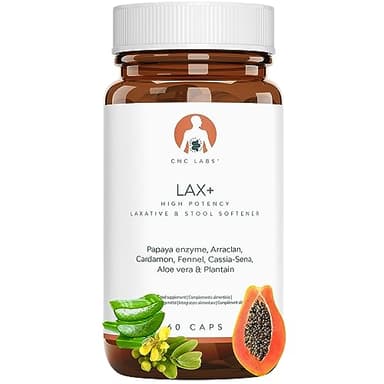 LAX+ Lassativo forte per Stitichezza e Sollievo dalla Costipazione, Ammorbidente per Feci, Lassativo Ingredienti 100% Naturali con Papaia, Arraclan, Cardamomo, Finocchio, Sena, Aloe e Plantago