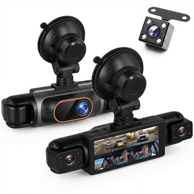 Rimoody 4 Canali Dashcam Auto 360°, 4 Telecamera HD 1080P Anteriore e Posteriore Sinistra Destra, 3.16 Pollici Schermo IPS Dash Cam con Visione Notturna 8 IR/Loop Video/24H Parcheggio Monitor