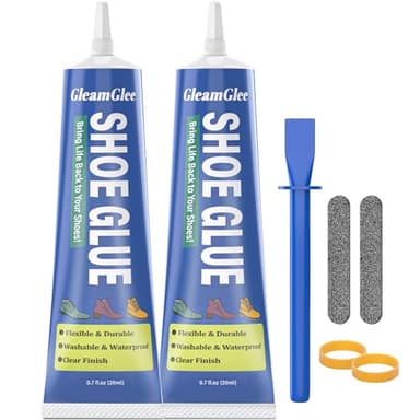 Colla per Scarpe, Adesivo Flessibile Professionale per Riparazioni – Extra Forte, Trasparente, Impermeabile – Ripara Suole, Tacchi, Fori e Strappi – Adatta per Pelle, Gomma, Vinile, Tela – 20ml x 2 Pe