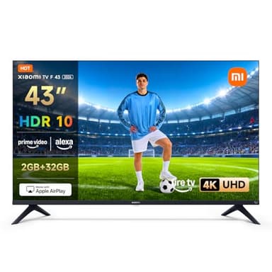 XIAOMI TV F 43, 43 pollici (109 cm), 4K UHD, Smart TV, Fire OS8, Triple Tuner DVB-C/S/S2/T/T2,HDR10, MEMC, Controllo Vocale Alexa, 2GB+32GB, Compatibile con Apple AirPlay