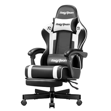 Riftracer Sedia da gaming, sedia da gioco, ergonomica, con poggiapiedi, poggiatesta e supporto lordosi, regolabile in altezza, imbottita, 220 kg