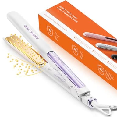 Faszin Piastra Capelli Professionale 2-In-1, Piastre Ioniche di Titanio, Riscaldamento In Soli 20 Secondi, Display LCD Chiaro, Ideale Per Capelli Lisci, Ricci e Mossi
