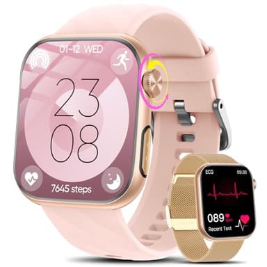 2026 Smartwatch Donna con ECG/Pressione Sanguigna/Acido Urico/HRV/Sonno/Emozioni/Fatica/Temperatura Corporea/Cardiofrequenzimetro/BMI,1,97"AMOLED Salute Orologio Fitness con Chiamate,Pulsante SOS