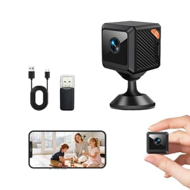 Telecamera di Sorveglianza WiFi Interni Senza Fili,Mini Telecamera Interno Spia Nascosta Videocamera 1080P Visione Notturna Rilevamento di Movimento Doppia Memoria SD/Cloud, Controllo Remoto Con App