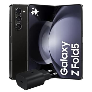 Samsung Galaxy Z Fold5 Smartphone Pieghevole, Caricatore Incluso, RAM 12GB, 512GB, Sim Free Android, Fotocamera 50MP, Display 6,2"/7,6" Dynamic AMOLED 2X, Phantom Black 2023 [Versione italiana]