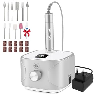 Kredioo Fresa per Unghie Professionale 35000RPM, Fresa Unghie, Lima Per Unghie Elettrica, Manicure e Pedicure, Trapano Elettrico per Rimozione Gel/Smalto, Argento