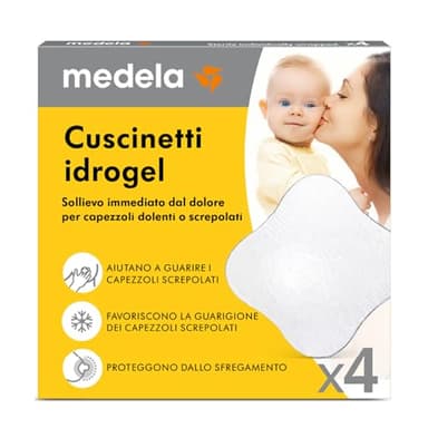 Medela Cuscinetti Idrogel con Effetto Lenitivo e Rinfrescante per Capezzoli Dolenti o Screpolati, Sterili e Confezionati Singolarmente, Confezione da 4 Pezzi