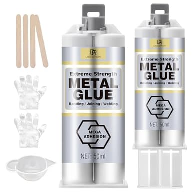 Colla per Metalli Bicomponente - Adesivo Epossidico Extra Forte 100ml per Riparazioni su Acciaio, Alluminio, Plastica, Piastrelle e Ceramica - Resistente al Calore - Alta Resistenza