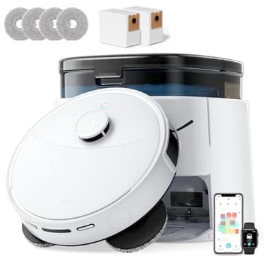 Lefant M3 Robot Aspirapolvere Lavapavimenti con Mappatura, 12000Pa, Navigazione LiDAR dToF, Evitamento Ostacoli PSD, Svuotamento Riempimento, Lavaggio e Asciugatura Automatici, WiFi/Alexa/APP, Bianco