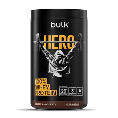 Bulk Hero Whey Protein Powder | Double Chocolate | 26 Servings | 26g Protein + 3g Creatine | 5g BCAAs | Low Sugar | Fast Absorption | Isolate, Hydrolysed & Concentrate Blend