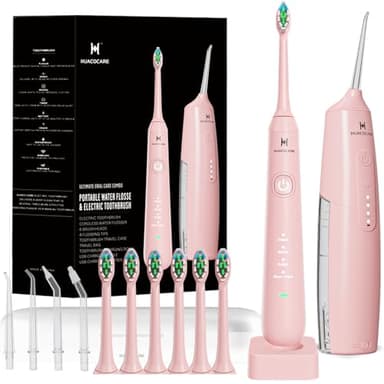 Idropulsore e Spazzolino Elettrico 2 in 1 – Kit Pulizia Orale: Irrigatore Portatile + Spazzolino Sonico – IPX7, 3 Modi Acqua, 4 Modi Spazzolamento, Igiene Orale Completa(rosa)