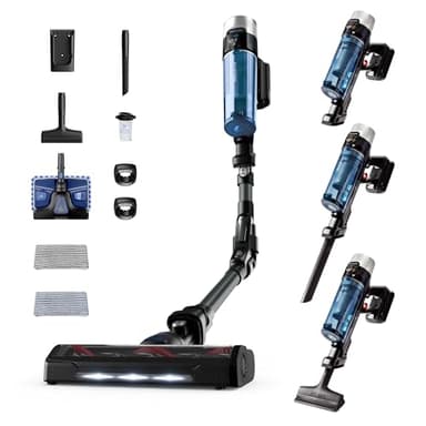 Rowenta X-Force Flex 9.60 Aqua, Aspirapolvere Lavapavimenti, Scopa Elettrica Senza Fili con Regolazione Automatica della Potenza, Filtro Avanzato, Display, Autonomia Fino a 45 Min, 100 AirWatt, RH20C2