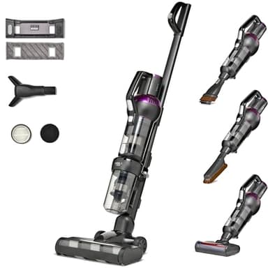 VIOLA Aspirapolvere Senza Fili, Scopa Elettrica Senza Filo Potente, 80 Min Autonomia, 600W, Funzione Lavapavimenti, Sterilizza con Luce UV-C, Tappeti, Pavimento, Peli Animali, Divani