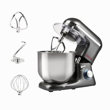 Girmi IM46 Impastatrice Planetaria 8 Litri, 1800 W Max, 6 Velocità, Pulse, Contenitore Inox, Dispositivo di Sicurezza, Accessori inclusi, Grigio Antracite