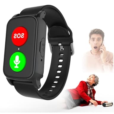 DEaThsalL Smartwatch Allarme Personale per Anziani Orologio Anticaduta Rilevamento Cadute Localizzazione GPS 4G wifi chiamate Notifica Di Caduta per Smartphone Black