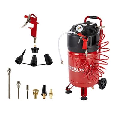 Arebos Compressore ad aria compressa 1500W | 30l | incluso set da 13 pezzi | senza olio | 240 L/min | doppio attacco Euro | 10bar| Capacità: 50 l, 30 l o 6 l (30 litri)