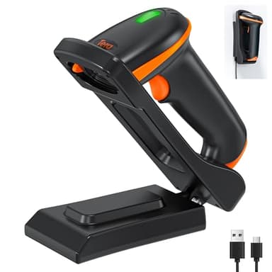 Tera D5100-CR - Supporto da parete 1D 2D QR, senza fili, 2,4 GHz, cavo USB 2,0, con cavo e lettore di codici a barre