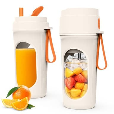 WGIDSKKI Frullatore Portatile 450ml per Smoothie, Mini Frullatore Potente con 12 Lame in Acciaio Inox, Coperchio Antigoccia e Ricaricabile via Type-C, Ideale per Viaggi, Senza BPA - Arancione