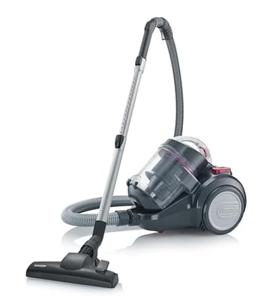 SEVERIN Aspirapolvere ciclonico senza sacco, potenza di aspirazione costante, potenza 800 watt e raggio d'azione di 9 m, 2,1 L, nero-rosso, CY 7089