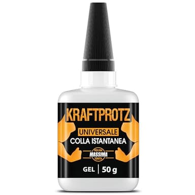 Colla istantanea in gel extra forte 50 g – Supercolla XXL con ago dosatore – trasparente, non cola, impermeabile e resistente al calore – adesivo per plastica, legno, metallo, vetro – KRAFTPROTZ ARKA