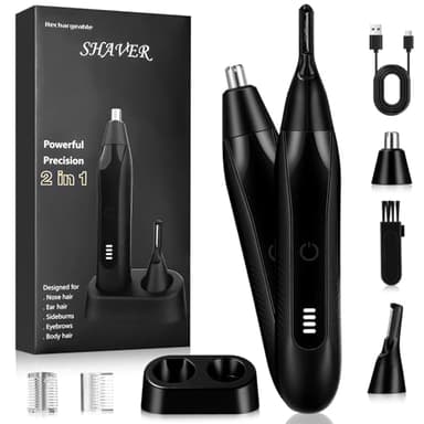 Taglia peli Naso per Uomini e Donne, Taglia peli Naso e Orecchie Professionale Ricaricabile Tramite USB e Indolore per Sopracciglia e Barba, Display LED di Alimentazione, Rasoio peli in Metallo 2 in 1